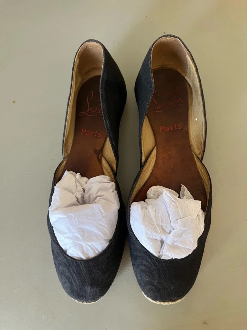 Christian Louboutin Canvas Espadrilles, Black 36 - Picture 2 of 8